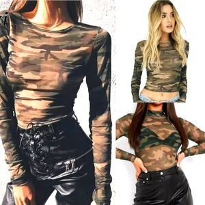 Camouflage top sheer mesh